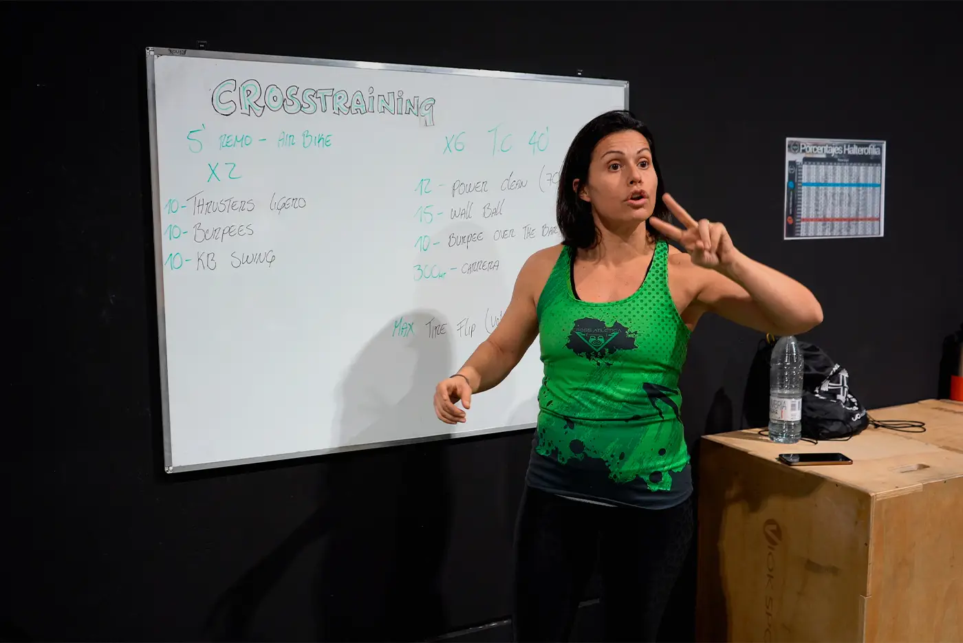 Coach explicando dinámica dentro del box